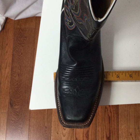 Justin Boots Black Leather Cowgirl Boots - Picture 10 of 10